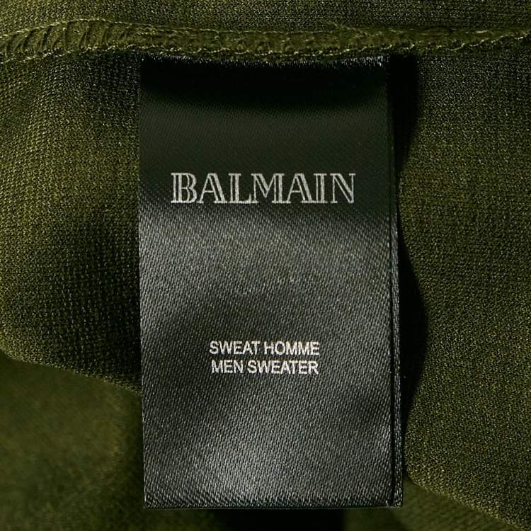 Pre Owned Balmain Green Jersey Zip-Up Sweat Jacket  M