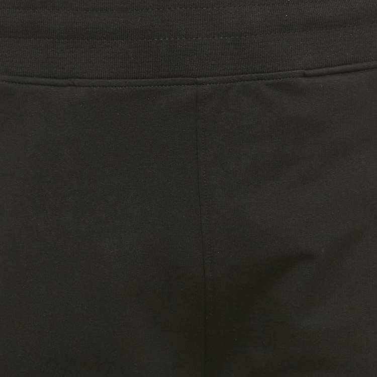 Pre Owned Balmain Black Cotton Knit Logo Contrast Trimmed Track Pants L
