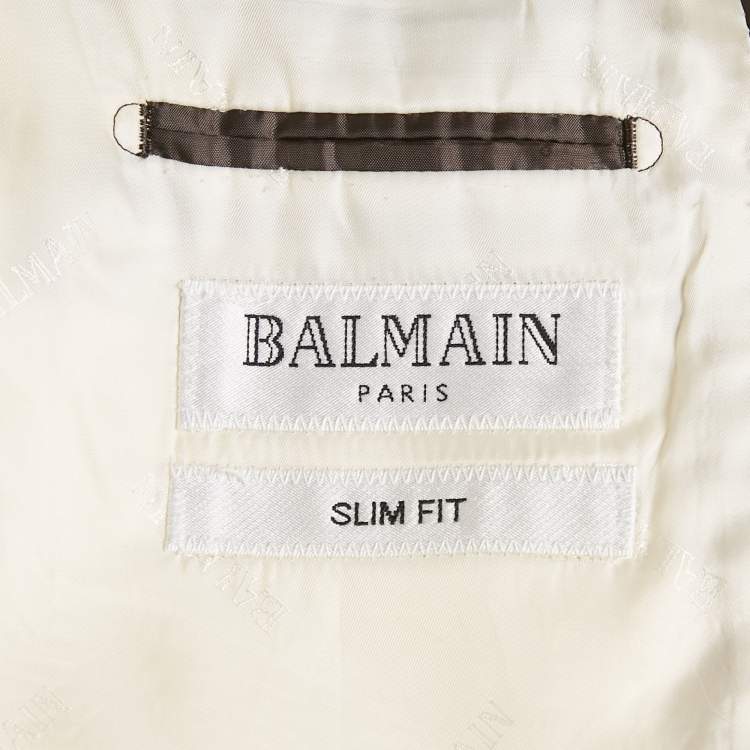 Pre Owned Balmain Grey Wool Single Breasted Blazer XL