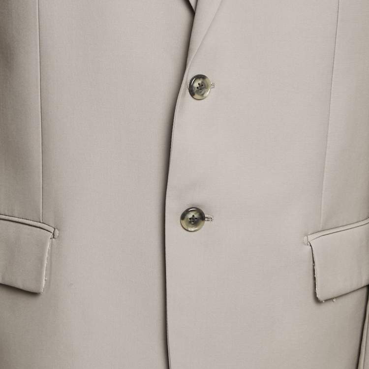 Pre Owned Balmain Grey Wool Single Breasted Blazer XL