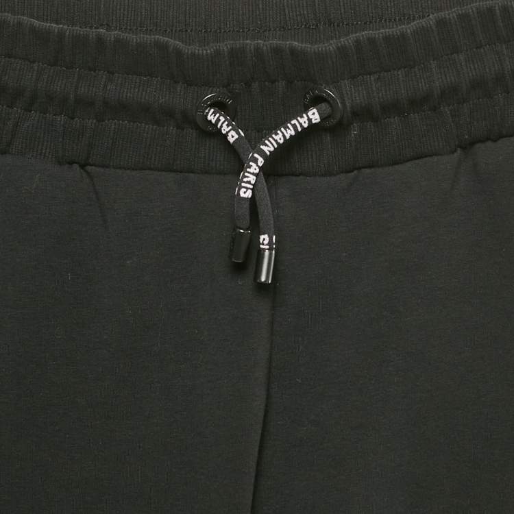 Pre Owned Balmain Black Logo Embroidered Cotton Knit Track Pants XS