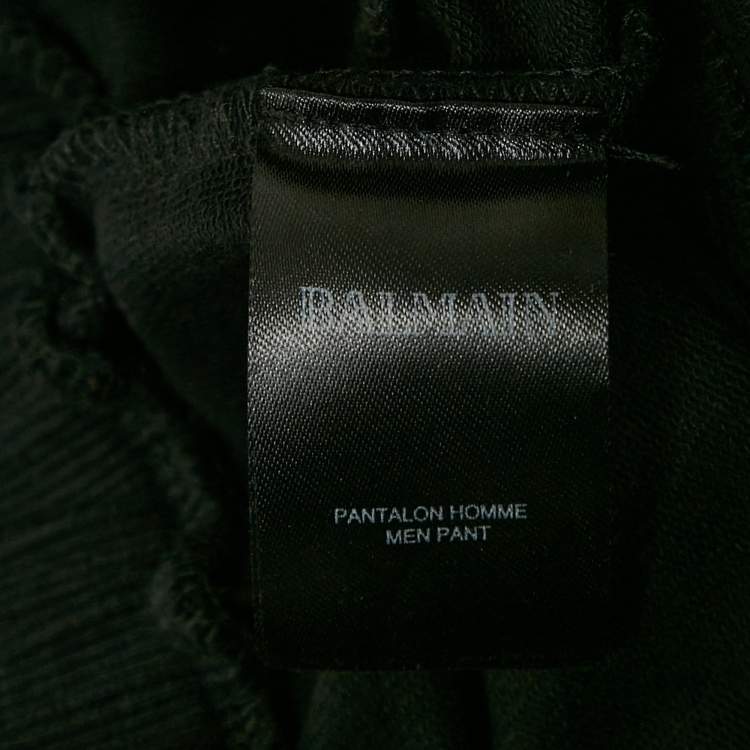Pre Owned Balmain Black Logo Embroidered Cotton Knit Track Pants XS