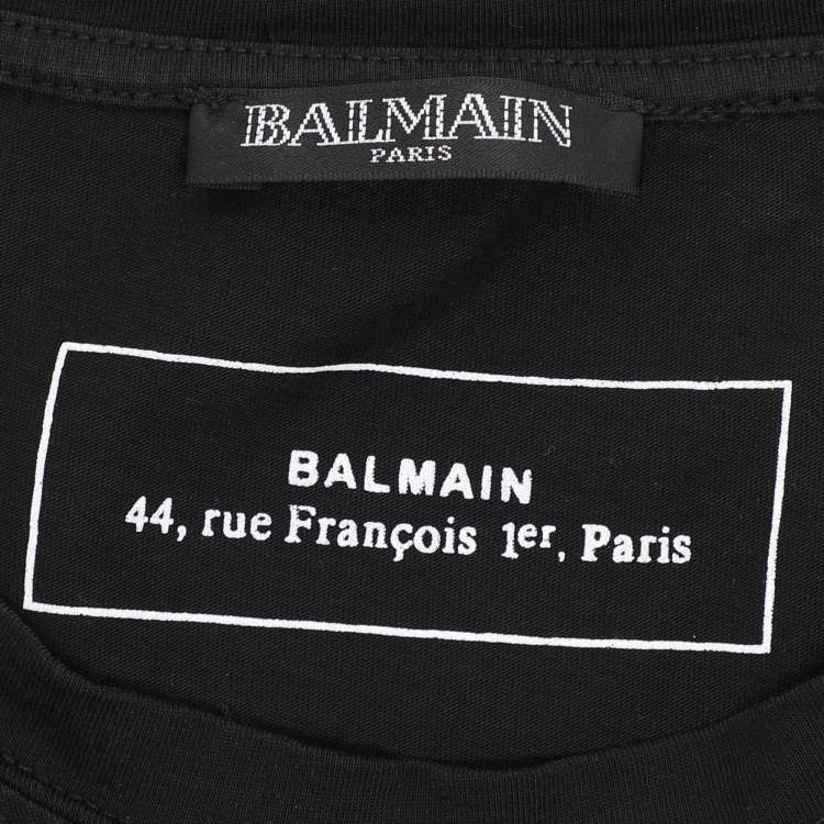 Pre Owned Balmain Black Cotton Logo T-Shirts L
