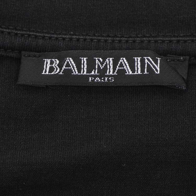 Pre Owned Balmain Black Cotton Logo Print T-Shirt S