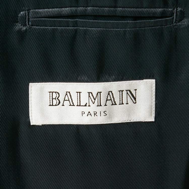 Pre Owned Balmain Navy Blue Wool Tailored Pants Suit M