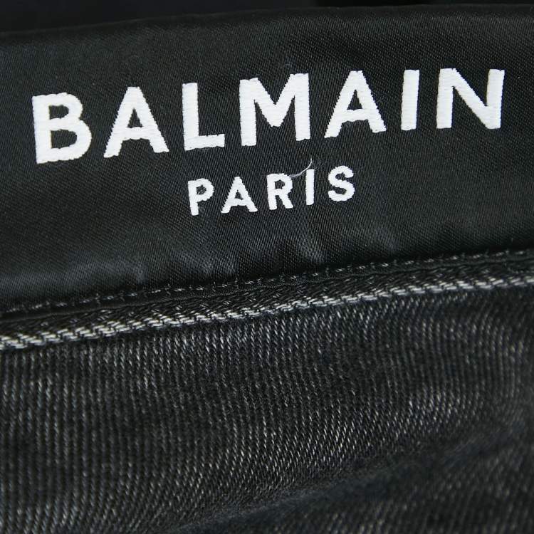 Pre Owned Balmain Grey Denim Slim Fit Jeans L Waist 35"