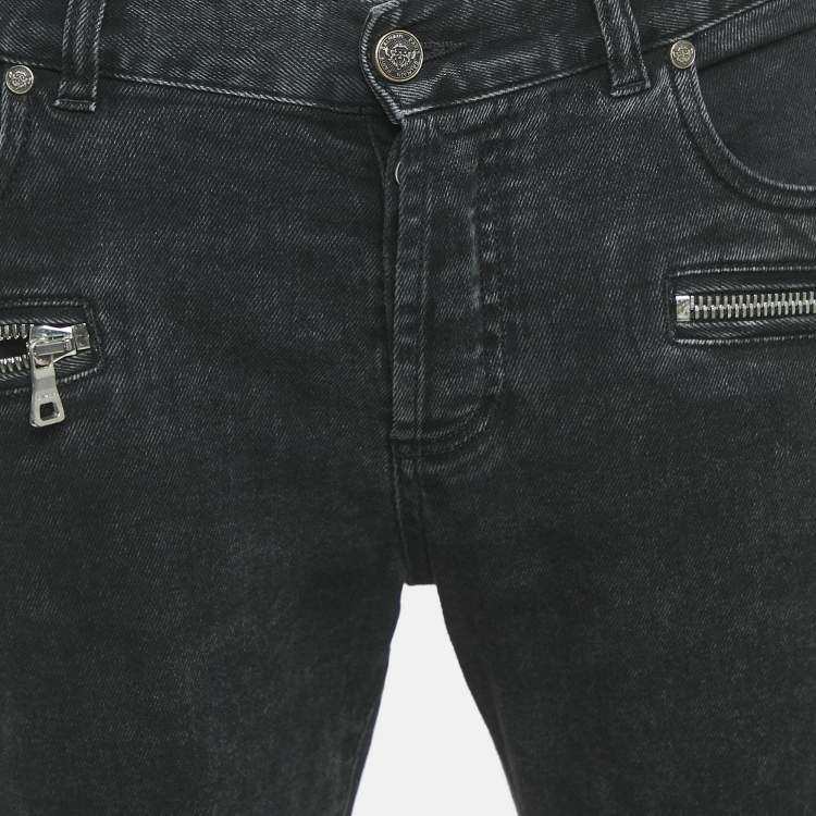 Pre Owned Balmain Grey Denim Slim Fit Jeans L Waist 35"