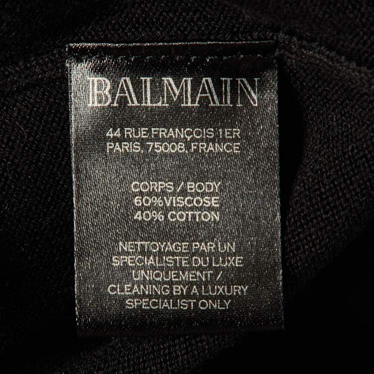 Pre Owned Balmain Black/Red Striped Knit Polo Jumper M