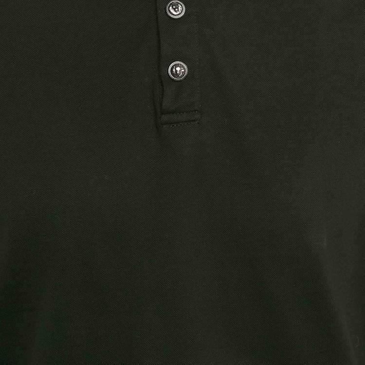Pre Owned Balmain Black Pique Cotton Polo T-Shirt XL