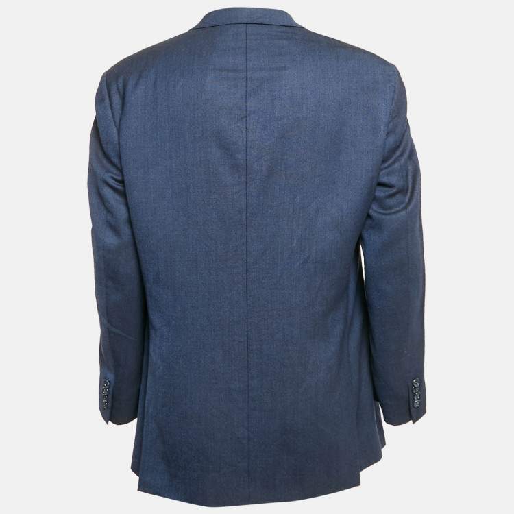 Pre Owned Balmain Navy Blue Wool Single Breasted Tailored Blazer XXL