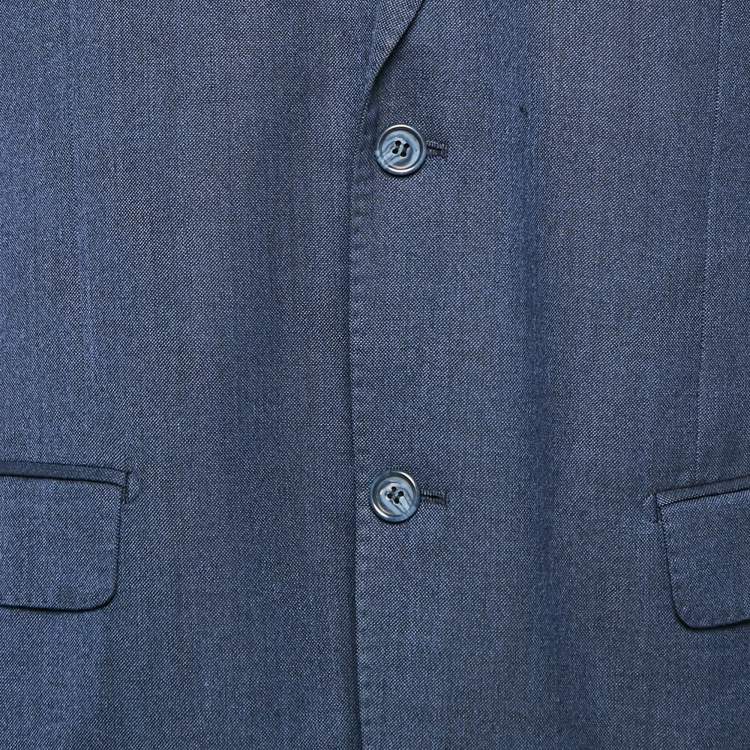 Pre Owned Balmain Navy Blue Wool Single Breasted Tailored Blazer XXL