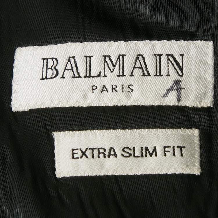 Pre Owned Balmain Black Wool Extra Slim Fit Blazer S