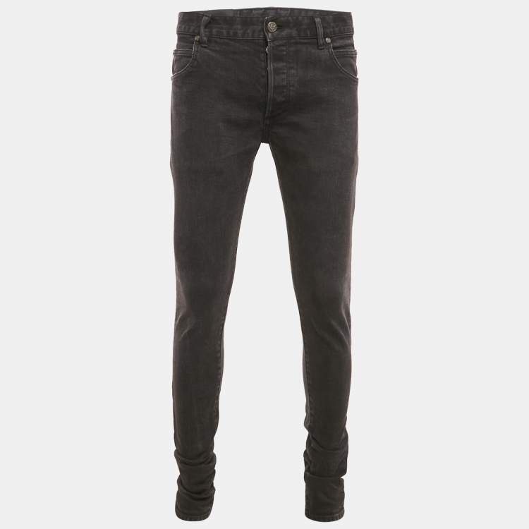Pre Owned Balmain Black Washed Denim Slim Fit Jeans M Waist 32"