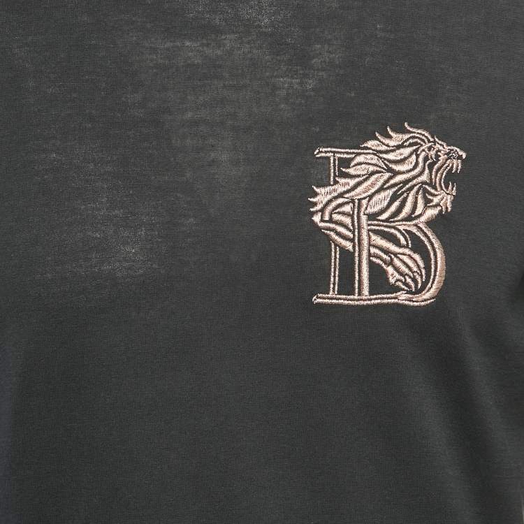 Pre Owned Balmain Navy Blue Embroidered Jersey Long Sleeve T-Shirt M