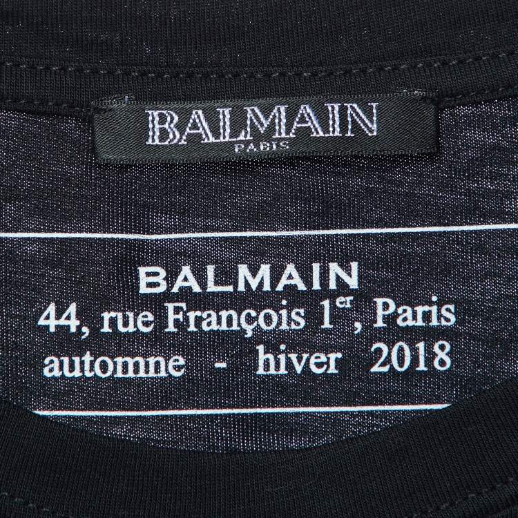 Pre Owned Balmain Black Logo printed Cotton Knit T-Shirt S