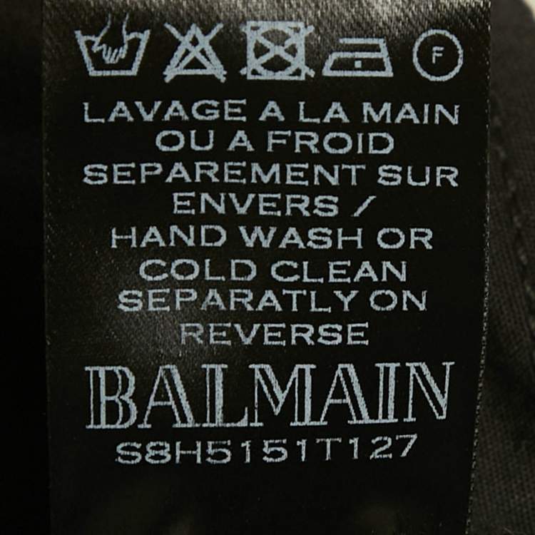 Pre Owned Balmain Black/ White Tie-Dye Frayed Hem Distressed Denim Shorts XS Waist 29"