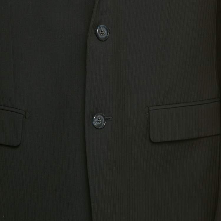 Pre Owned Balmain Navy Blue Striped Wool Single Breasted Slim Fit Blazer XXXL