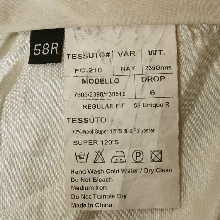 Pre Owned Balmain Navy Blue Wool Formal Pants 4XL