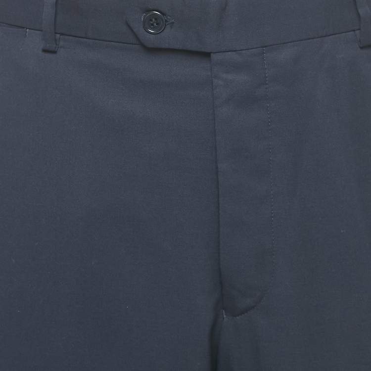 Pre Owned Balmain Navy Blue Wool Formal Pants 4XL