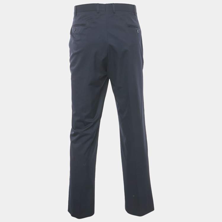 Pre Owned Balmain Navy Blue Wool Formal Pants 4XL
