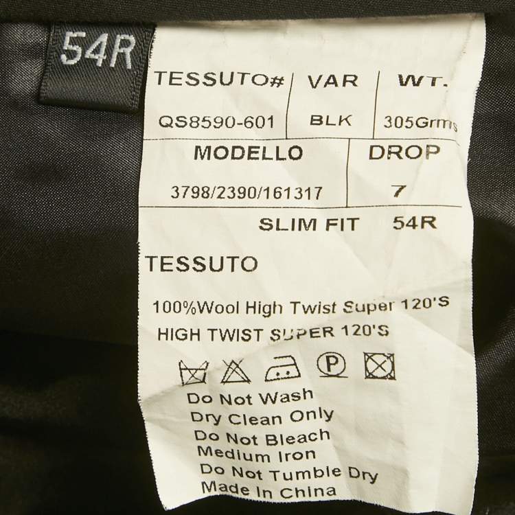 مملوكة مسبقًا Balmain Black Wool Super 120's High Twist Trousers XXL