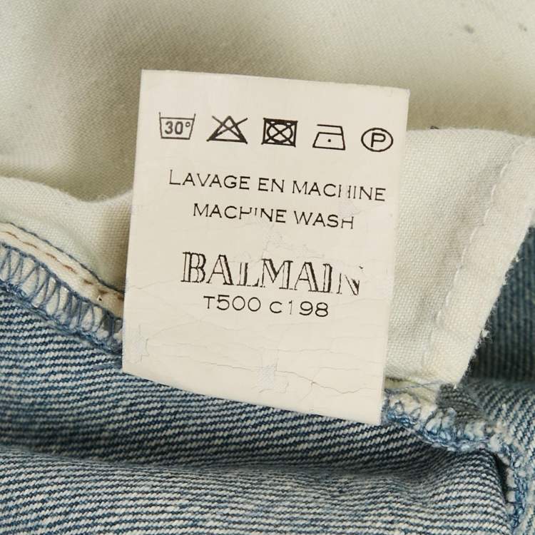 Pre Owned Balmain Blue Denim Slim Fit Jeans M/Waist 33"