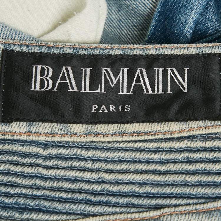 Pre Owned Balmain Blue Denim Slim Fit Jeans M/Waist 33"