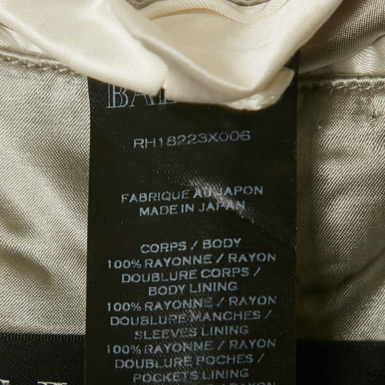 Pre Owned Balmain Grey Satin Bomber Jacket L