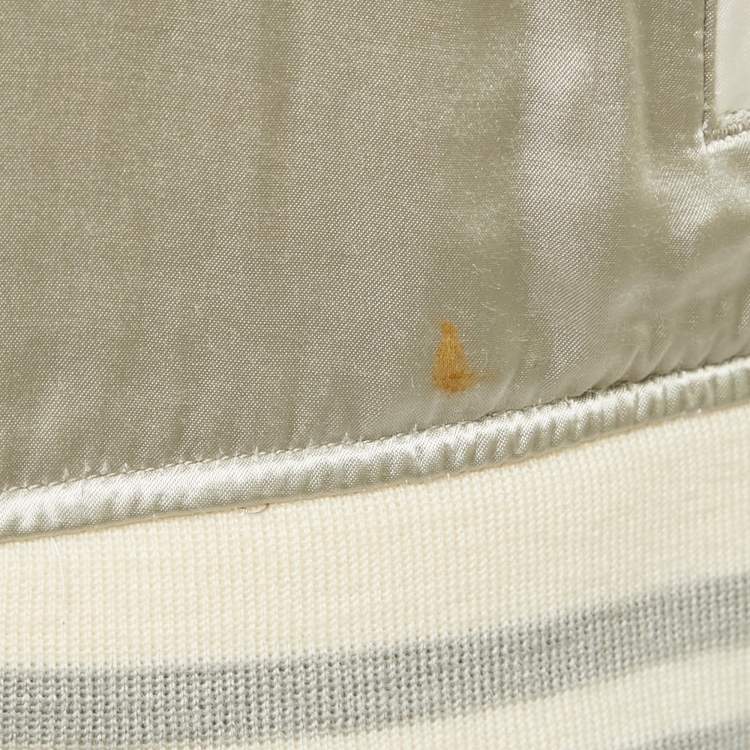 Pre Owned Balmain Grey Satin Bomber Jacket L