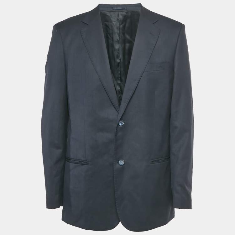 Pre Owned Balmain Navy Blue Wool Blend Single Breasted Blazer XXL 