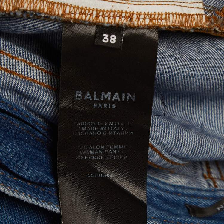 Pre Owned Balmain Blue Denim Straight Fit Jeans S/Waist 27"