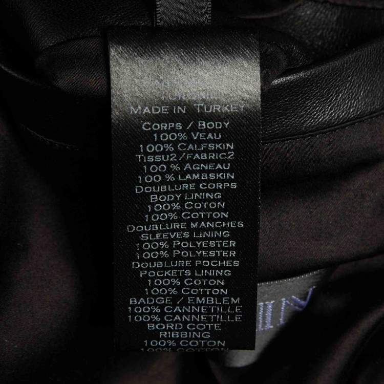 Pre Owned Balmain Black Animal Print Leather Tiger Embellished Bomber Jacket L