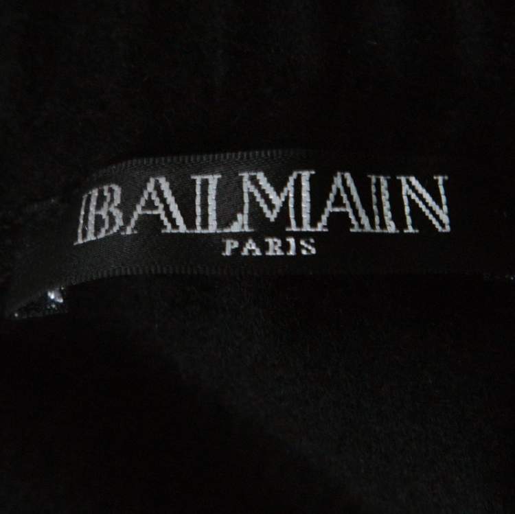 Pre Owned Balmain Black Cashmere Drawstring Jogger Pants L 