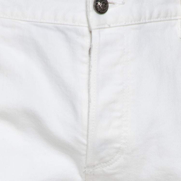 Pre Owned Balmain White Distressed Denim Slim Fit Jeans M