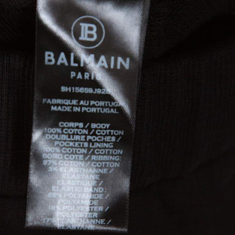 Pre Owned Balmain Black Cotton Logo Tape Detail Track Shorts M