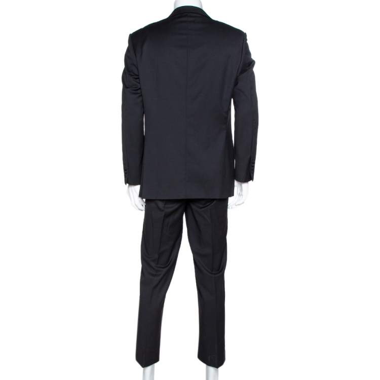 Pre Owned Balmain Black Wool Tuxedo Suit XXL