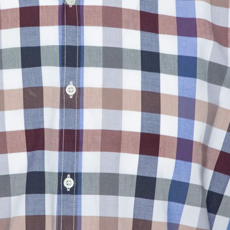 Pre Owned Balmain Paris Multicolor Gingham Checked Cotton Button Down Shirt L