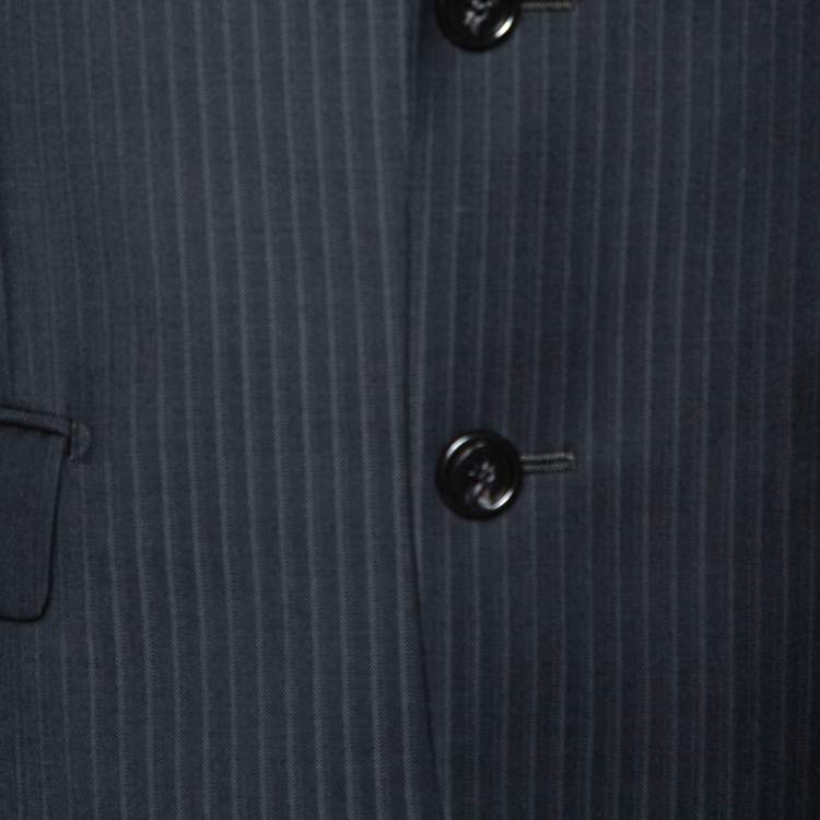 Pre Owned Balmain Charcoal Grey Pinstriped Wool Slim Fit Blazer M