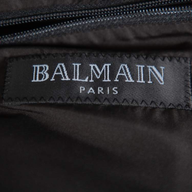 Pre Owned Balmain Tricolor Synthetic Quilted Hooded Puffer Jacket L