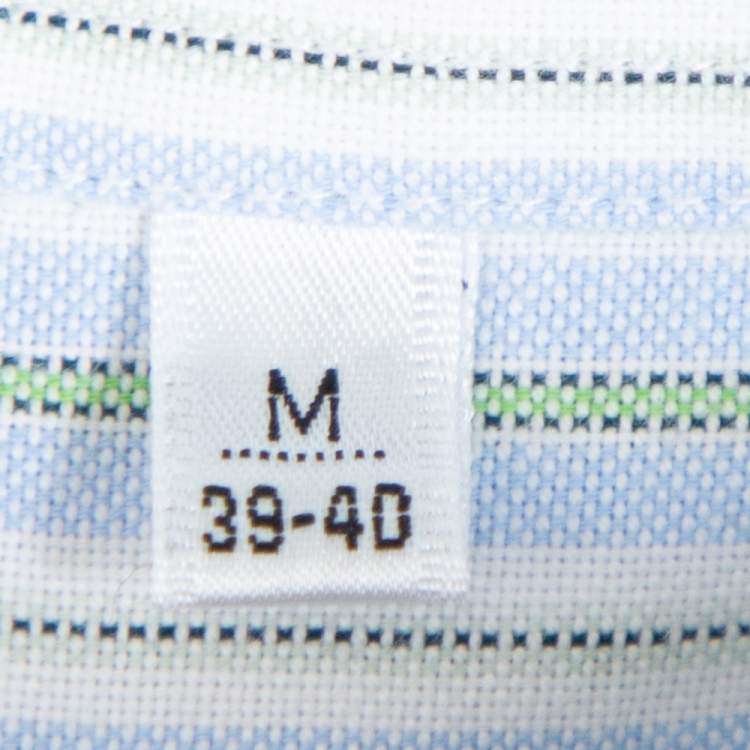 مملوكة مسبقًا Balmain Tricolor Striped Cotton Short Sleeve Shirt M