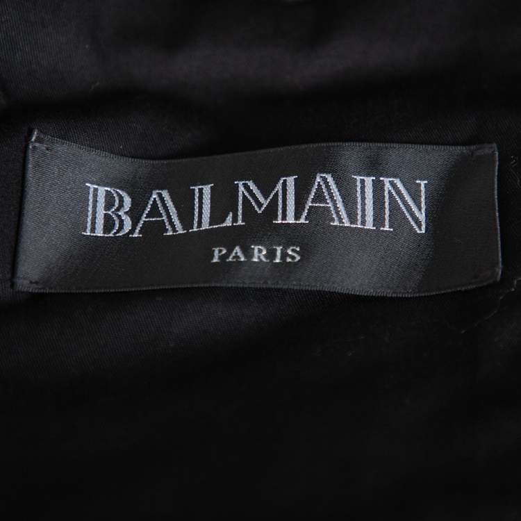Pre Owned Balmain Black Wool Button Front Open Blazer XL