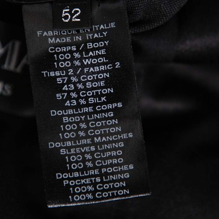 Pre Owned Balmain Black Wool Button Front Open Blazer XL