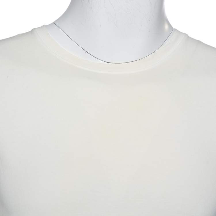 Pre Owned Balmain Cream Cotton Distressed Crewneck T-Shirt S   