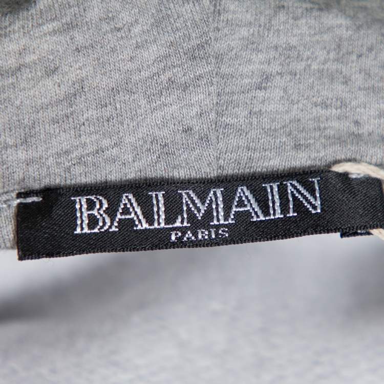 Pre Owned Balmain Metallic Synthetic Drawstring Hooded Jacket XS