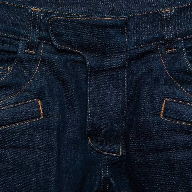 Pre Owned Balmain Navy Blue Denim Biker Jeans S