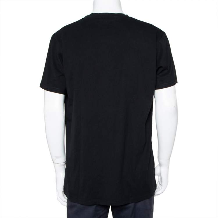 Pre Owned Balmain Black Metallic Logo Printed Crewneck T-Shirt XXL