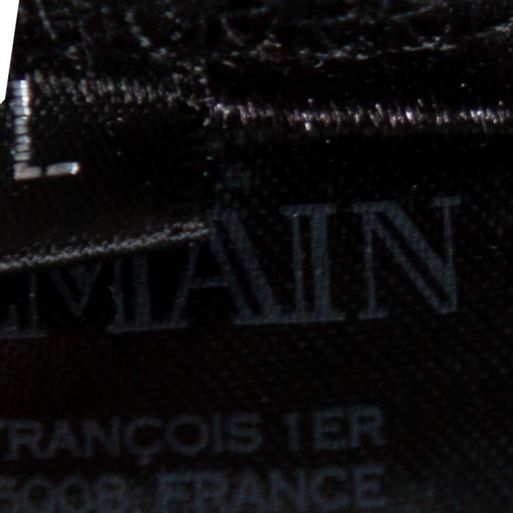 Pre Owned Balmain Black Logo Embossed Cotton Knit Crewneck T-Shirt L