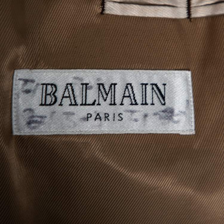 Pre Owned Balmain Vintage Brown Velvet Button Front Blazer XL