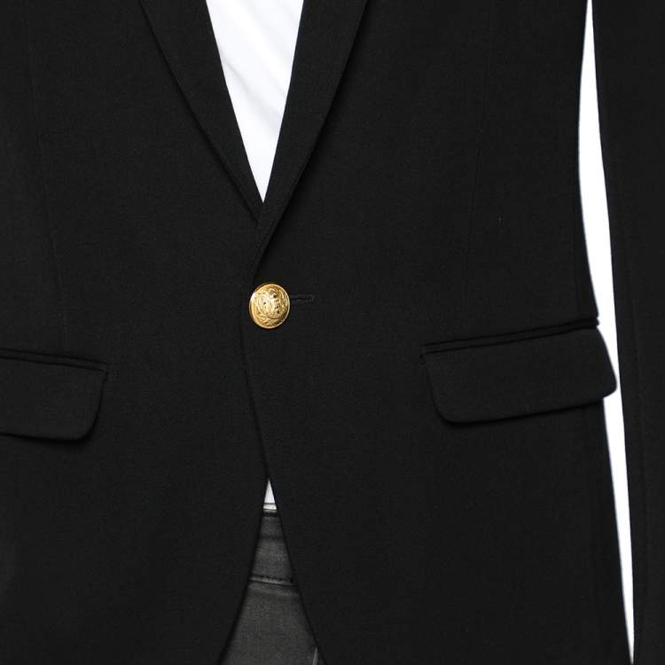 مملوكة مسبقًا Balmain Black Wool Button Front Blazer M