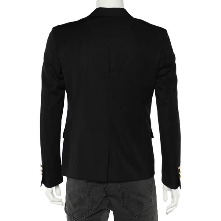 Pre Owned Balmain Black Wool Double Breasted Blazer M